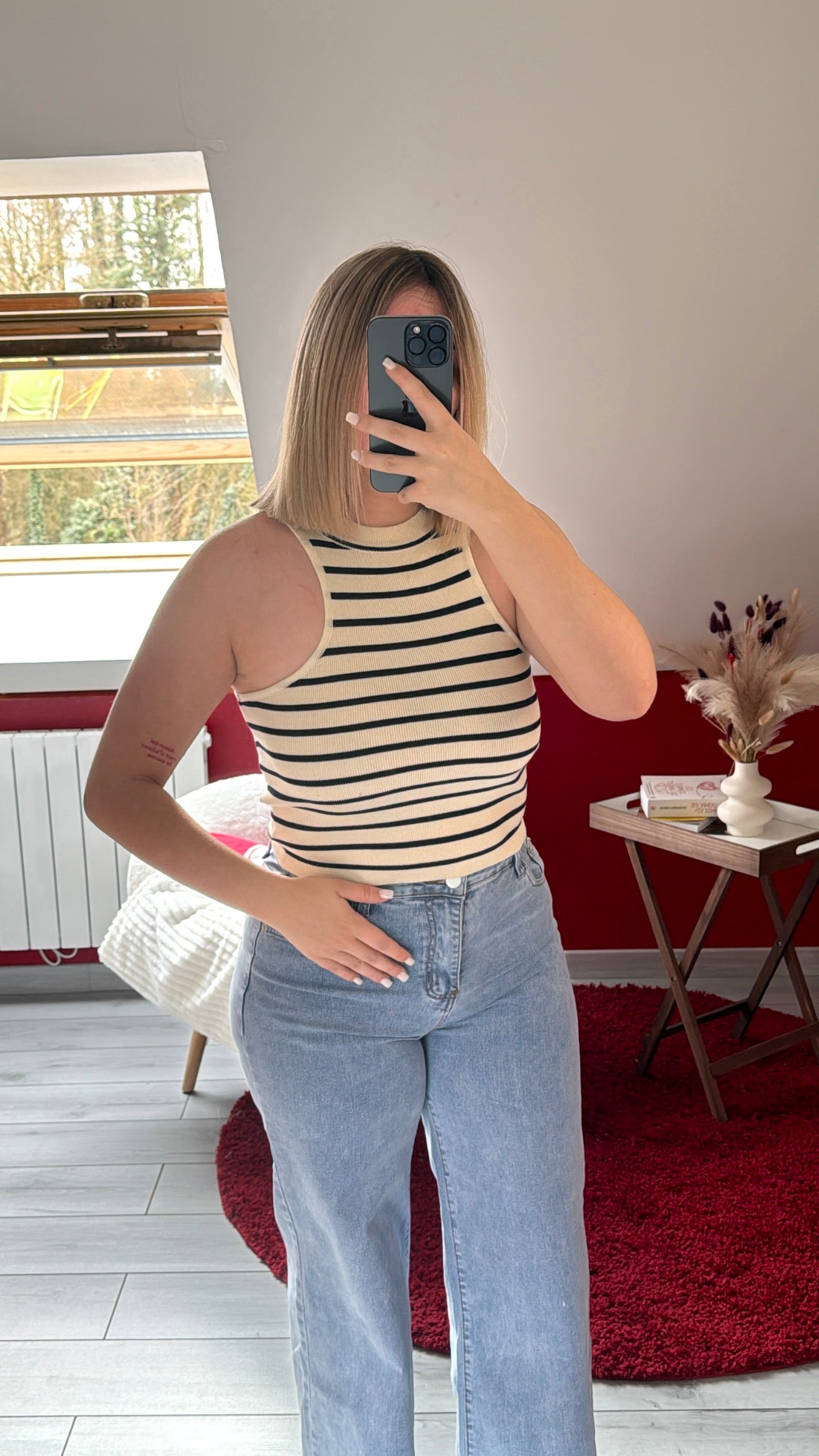 TOP RAYURE BEIGE - MaisonKLLY