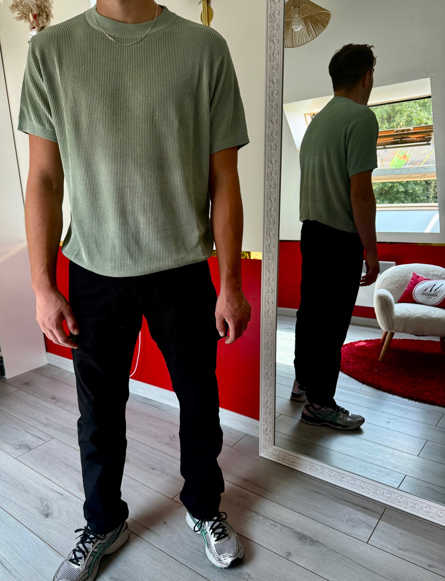 TEE-SHIRT EN MAILLE VERT D’EAU - MaisonKLLY