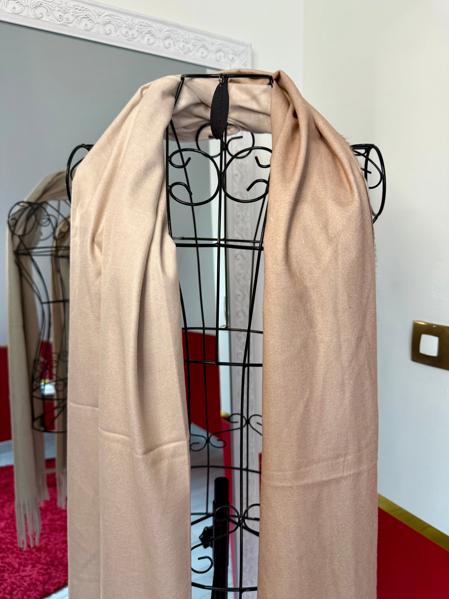 ÉCHARPE CACHEMIRE BICOLORE TAUPE ET BEIGE - MaisonKLLY