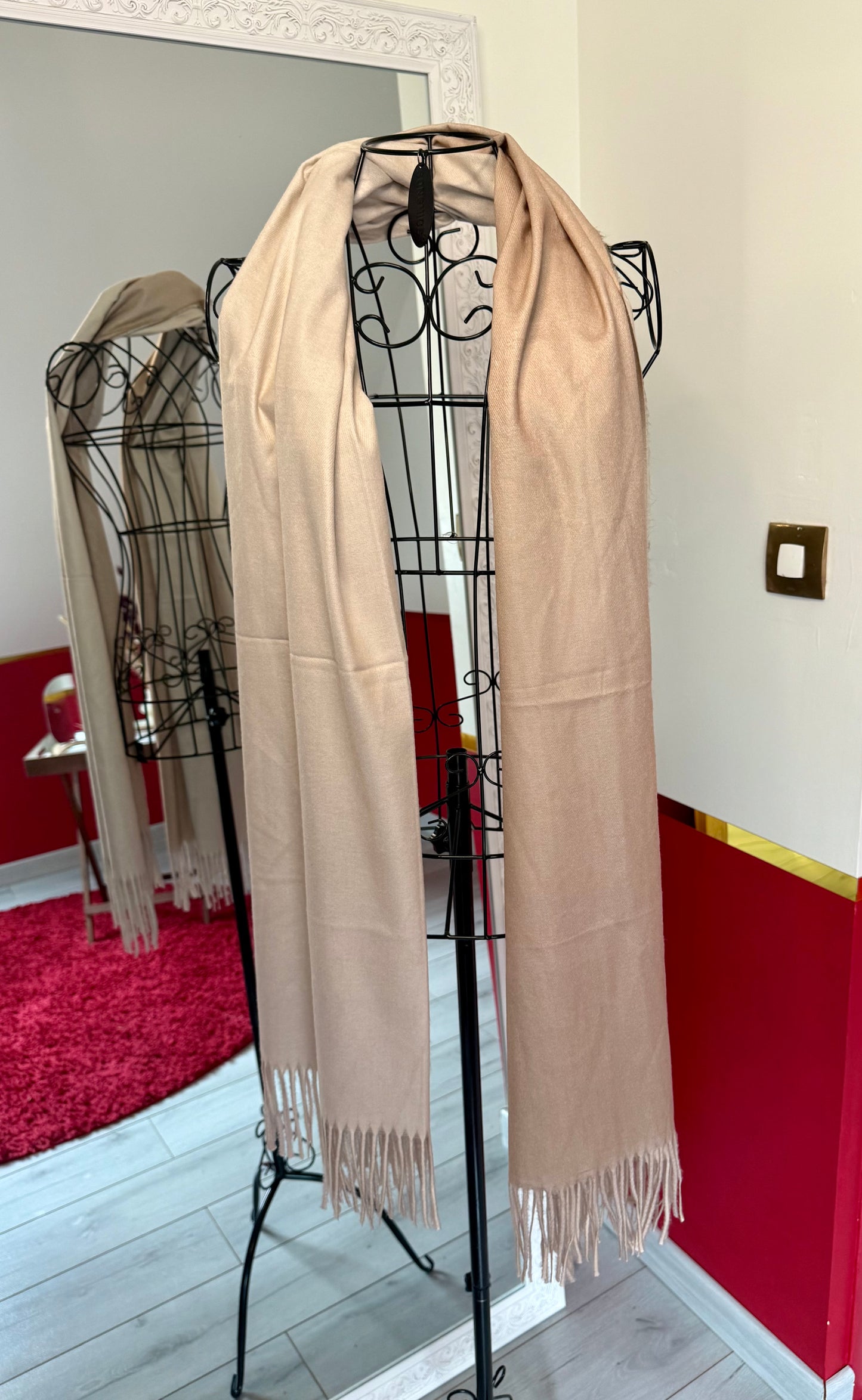 ÉCHARPE CACHEMIRE BICOLORE TAUPE ET BEIGE - MaisonKLLY