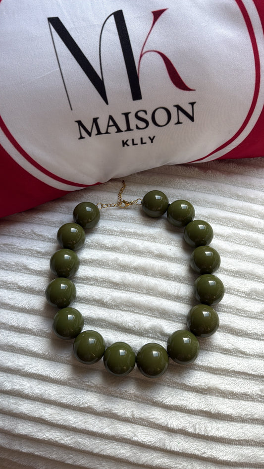 COLLIER DE PERLE OLIVE - MaisonKLLY