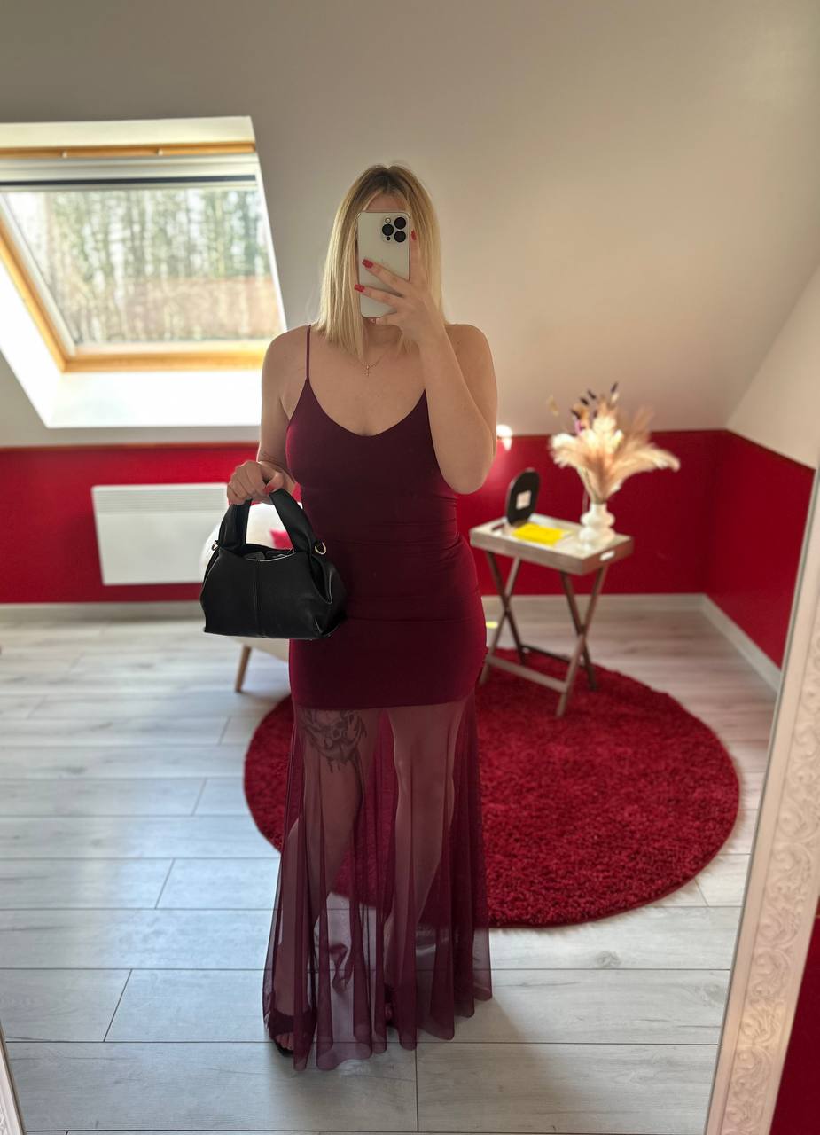 ROBE TULLE BORDEAUX - MaisonKLLY