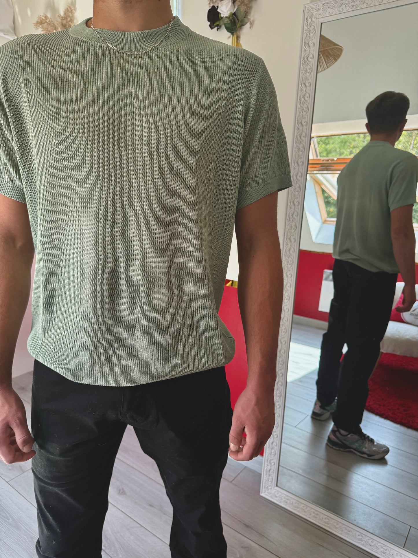 TEE-SHIRT EN MAILLE VERT D’EAU - MaisonKLLY