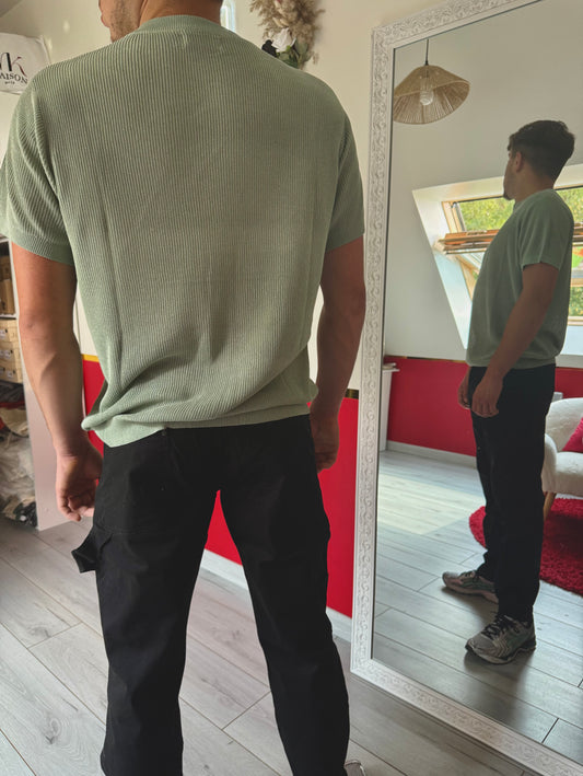 TEE-SHIRT EN MAILLE VERT D’EAU - MaisonKLLY