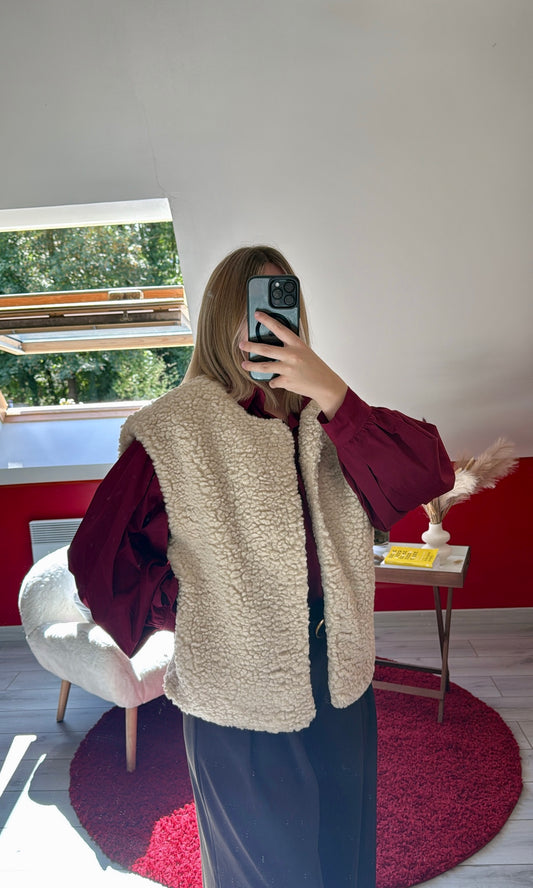 VESTE MOUMOUTE SANS MANCHE CAMEL - MaisonKLLY