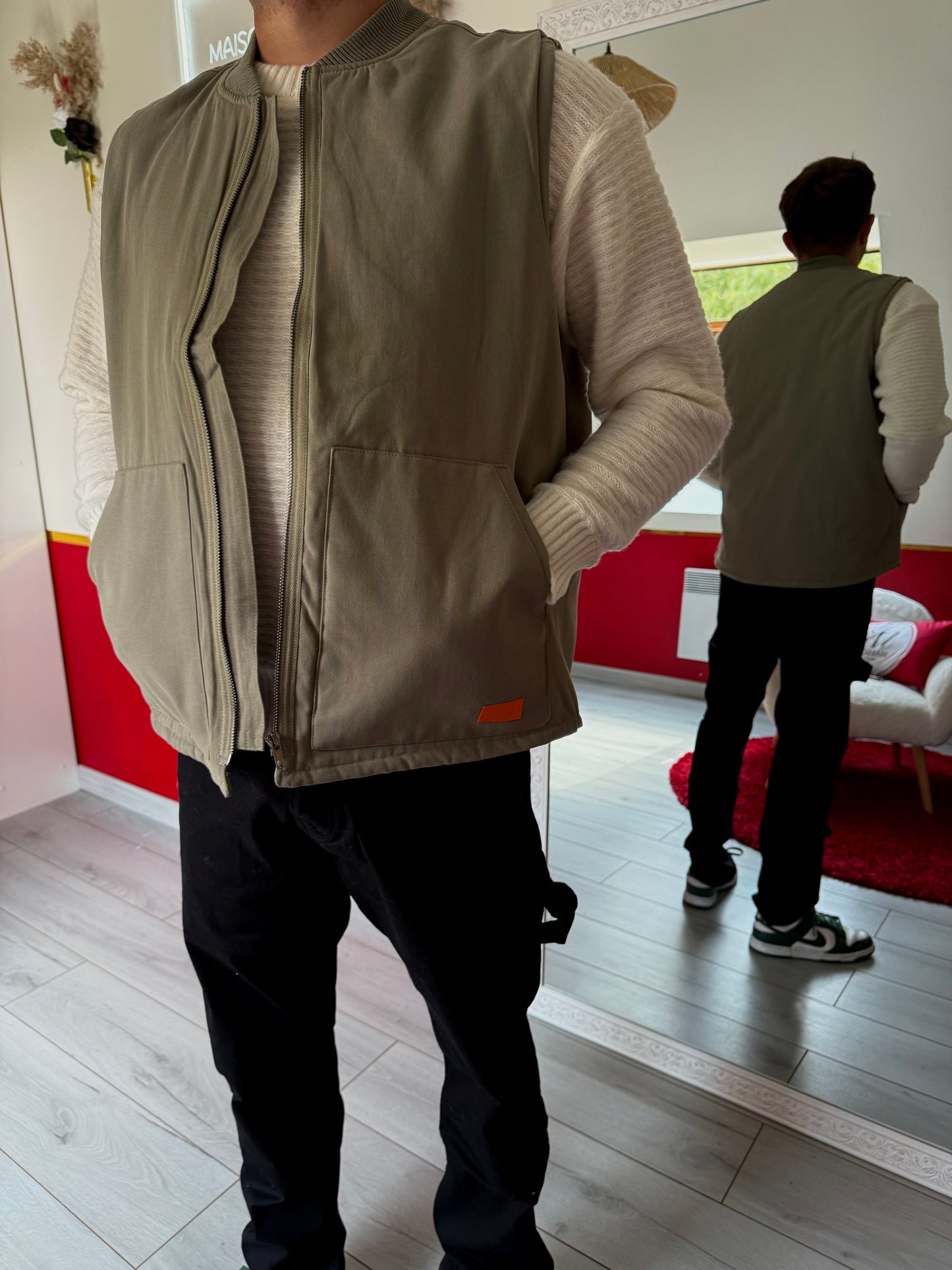 VESTE SANS MANCHE KAKI - MaisonKLLY