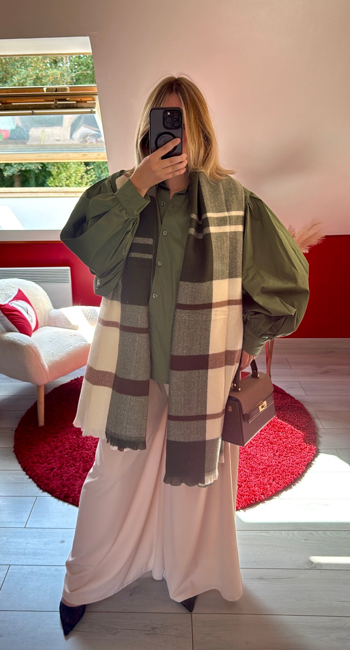 CHEMISE MANCHE BOUFFANTE KAKI - MaisonKLLY
