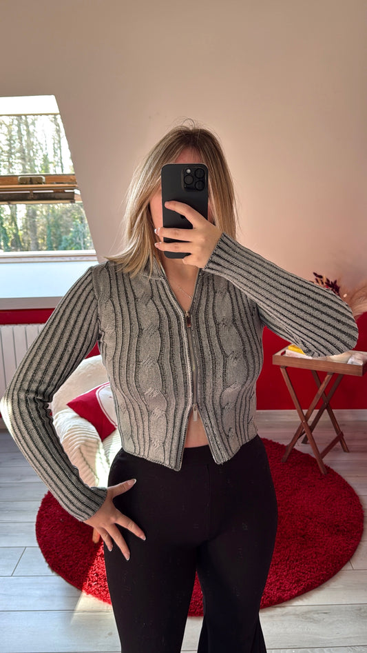 HAUT ZIP GRIS - MaisonKLLY