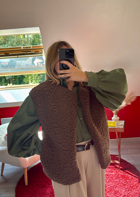 VESTE MOUMOUTE SANS MANCHE CHOCOLAT - MaisonKLLY