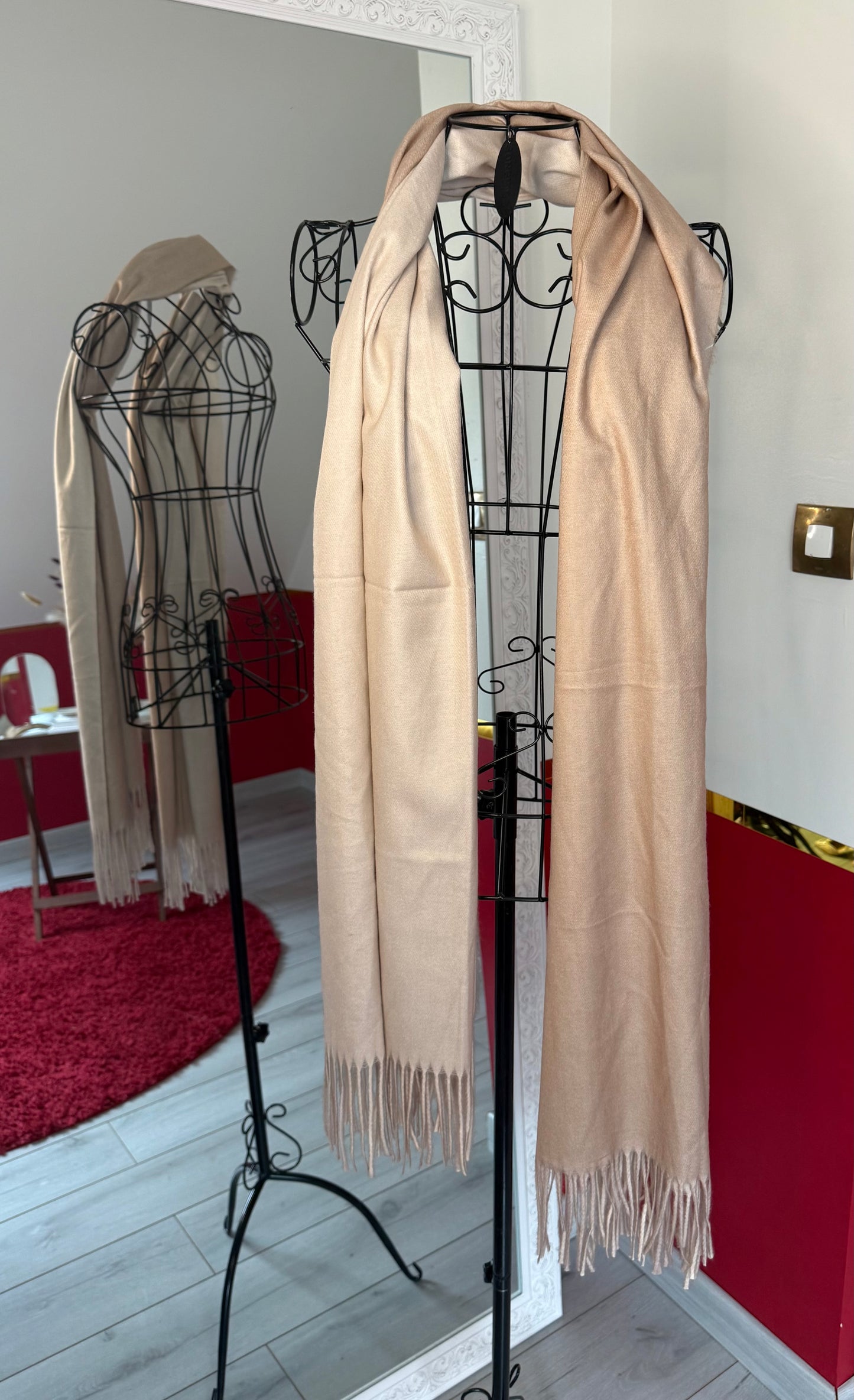 ÉCHARPE CACHEMIRE BICOLORE TAUPE ET BEIGE - MaisonKLLY