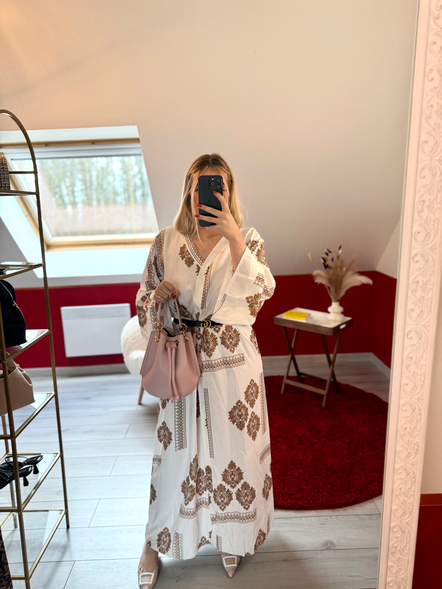 ROBE AVEC MOTIF MARRON EFFET LIN - MaisonKLLY