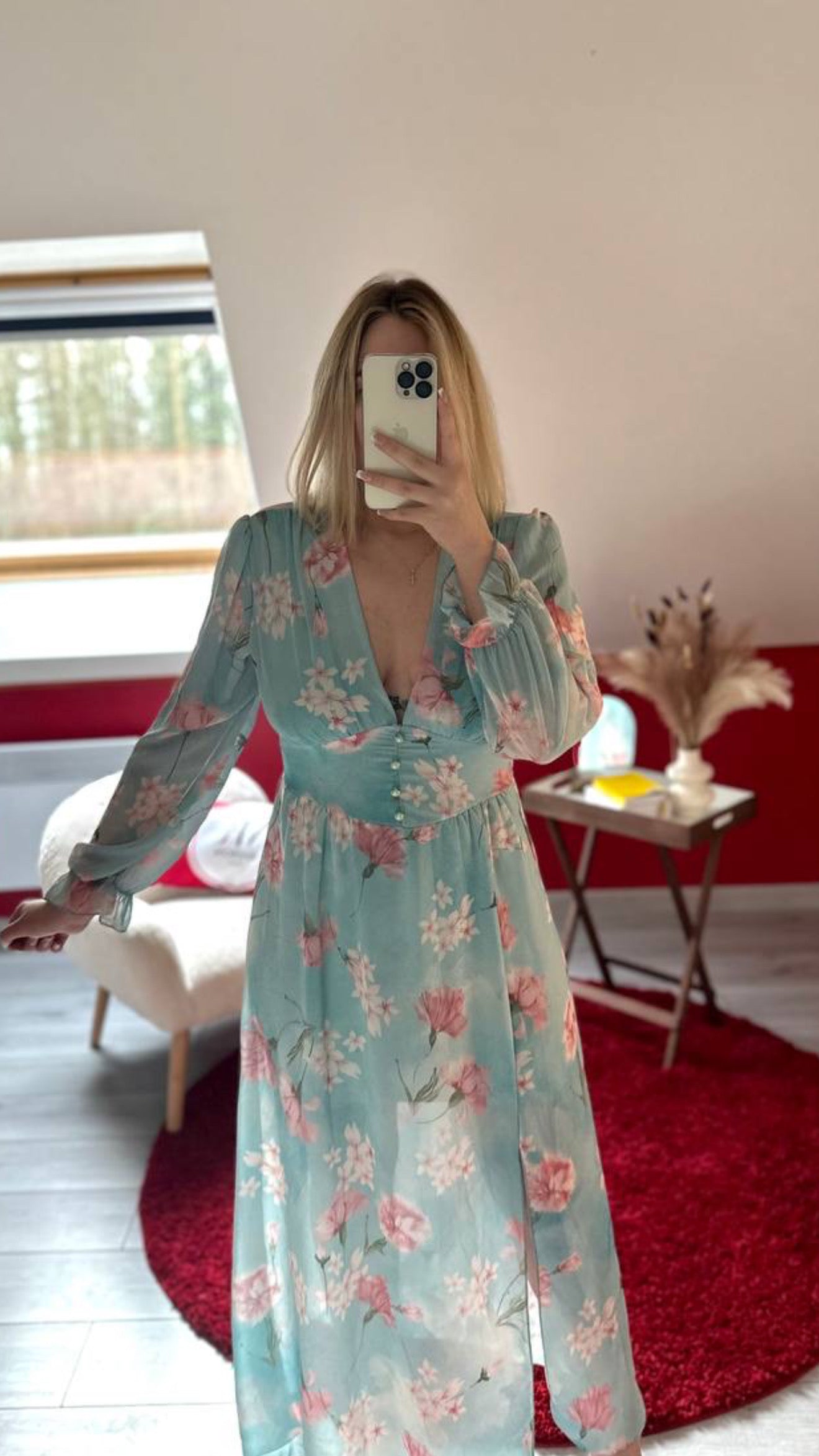 ROBE FLEURS BLEU - MaisonKLLY