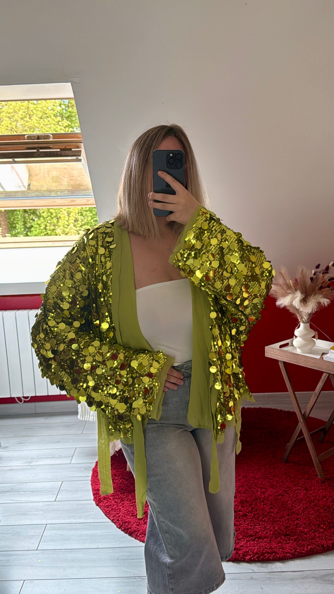 KIMONO SEQUIN PORTEFEUILLE VERT - MaisonKLLY