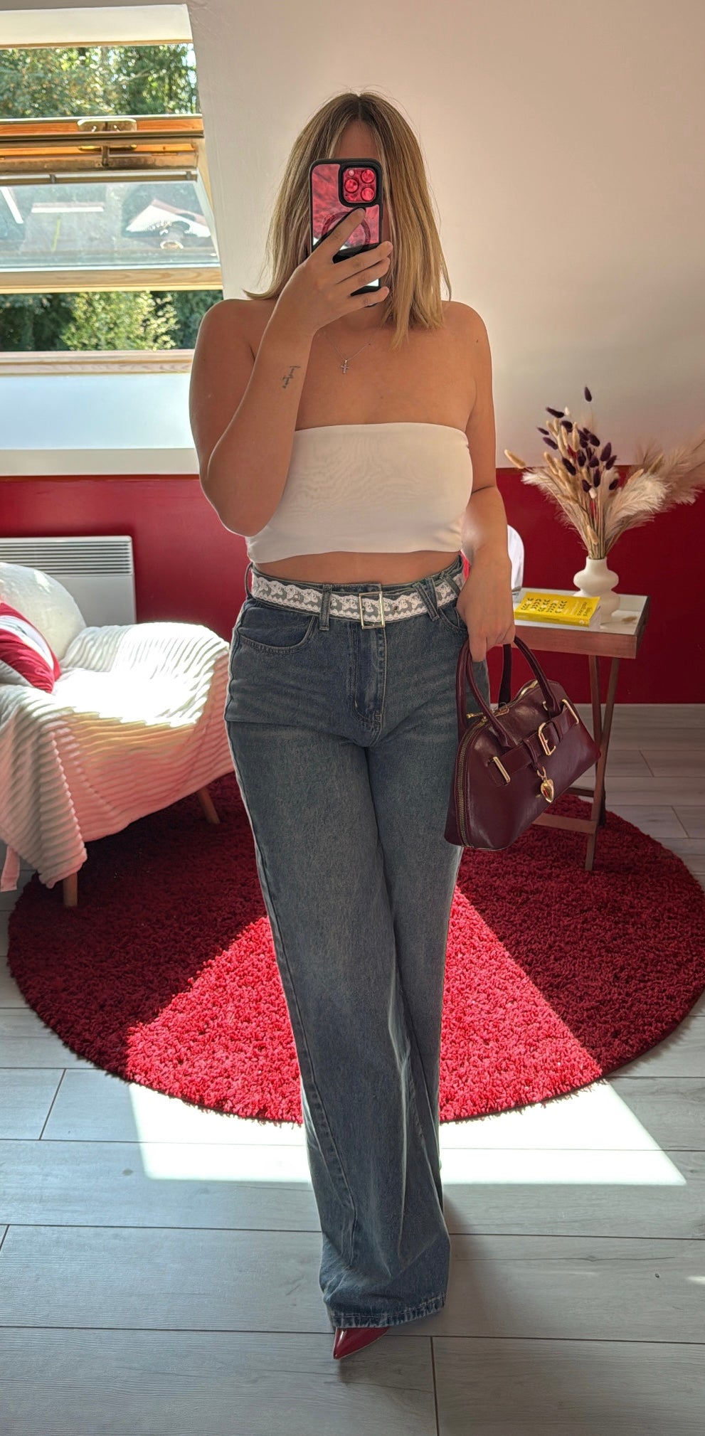 JEANS CEINTURE DENTELLE - MaisonKLLY