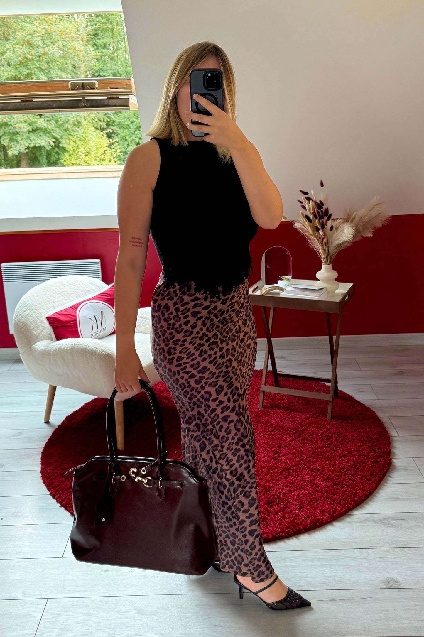 JUPE SATIN LÉOPARD - MaisonKLLY