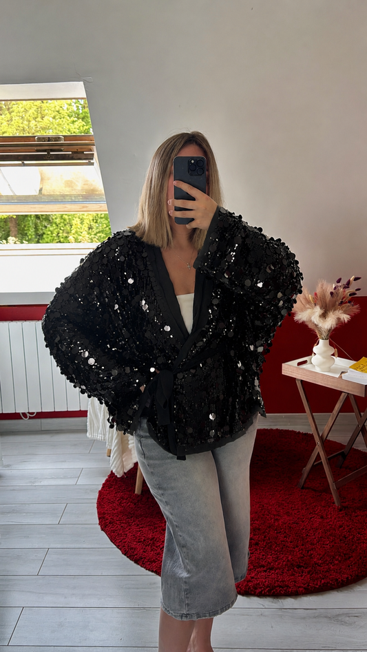 KIMONO SEQUIN PORTEFEUILLE NOIR - MaisonKLLY