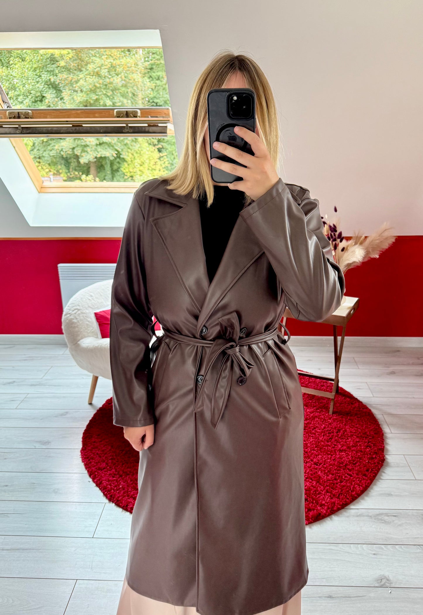TRENCH SIMILICUIR CHOCOLAT - MaisonKLLY