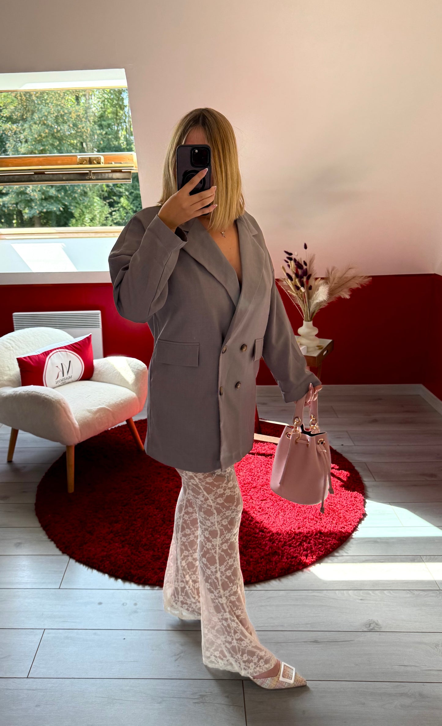 BLAZER OVERSIZE GRIS - MaisonKLLY