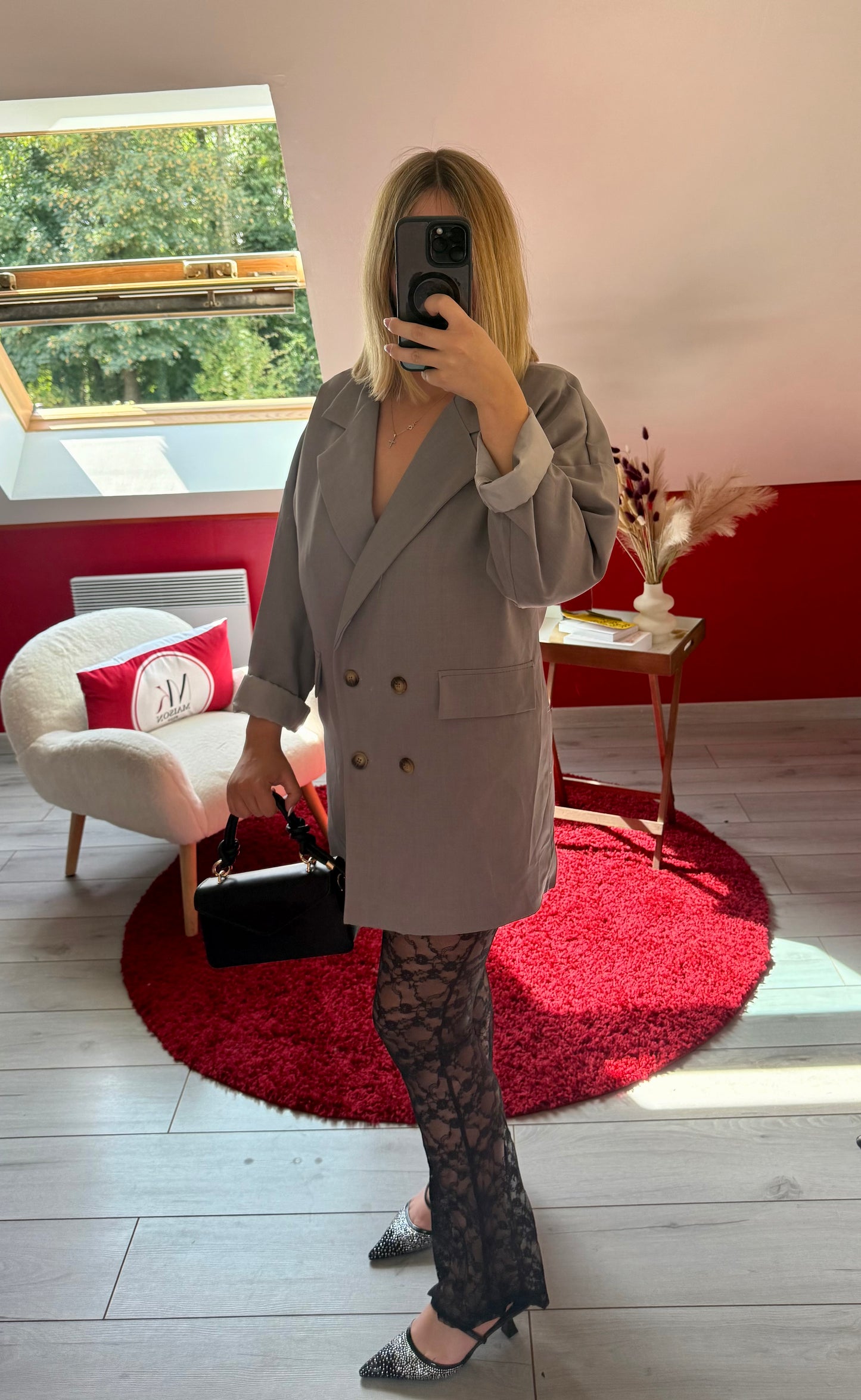 BLAZER OVERSIZE GRIS - MaisonKLLY