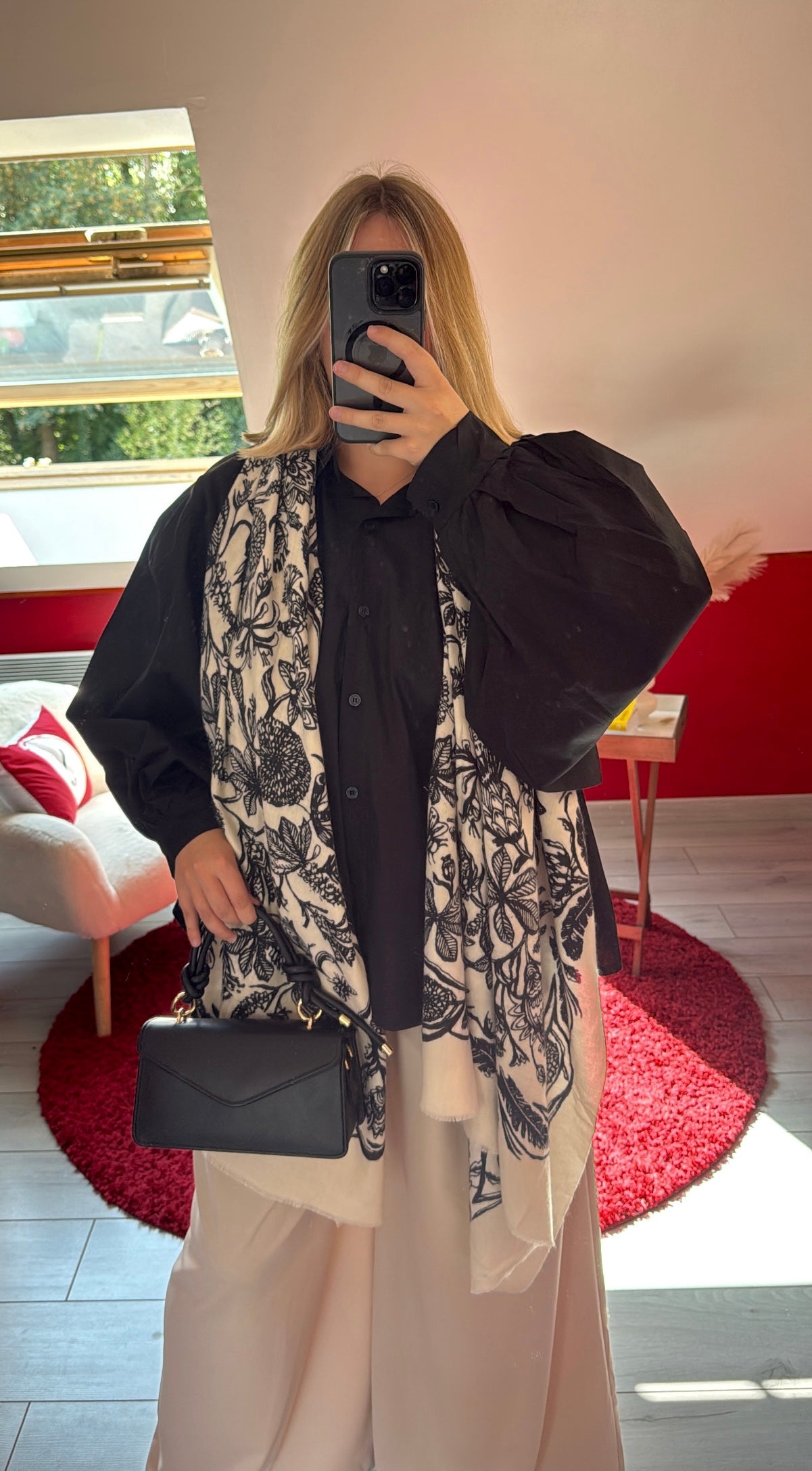 CHEMISE MANCHE BOUFFANTE NOIR - MaisonKLLY