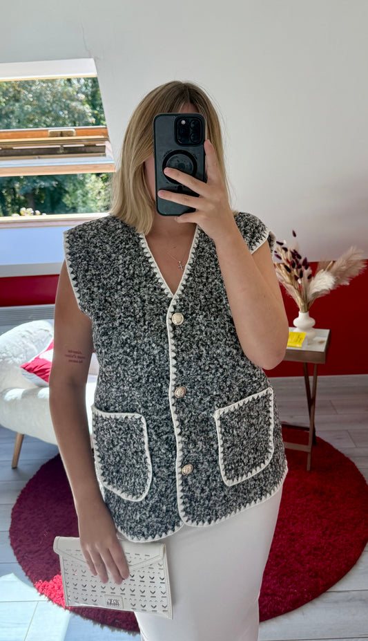 GILET SANS MANCHE GRIS - MaisonKLLY