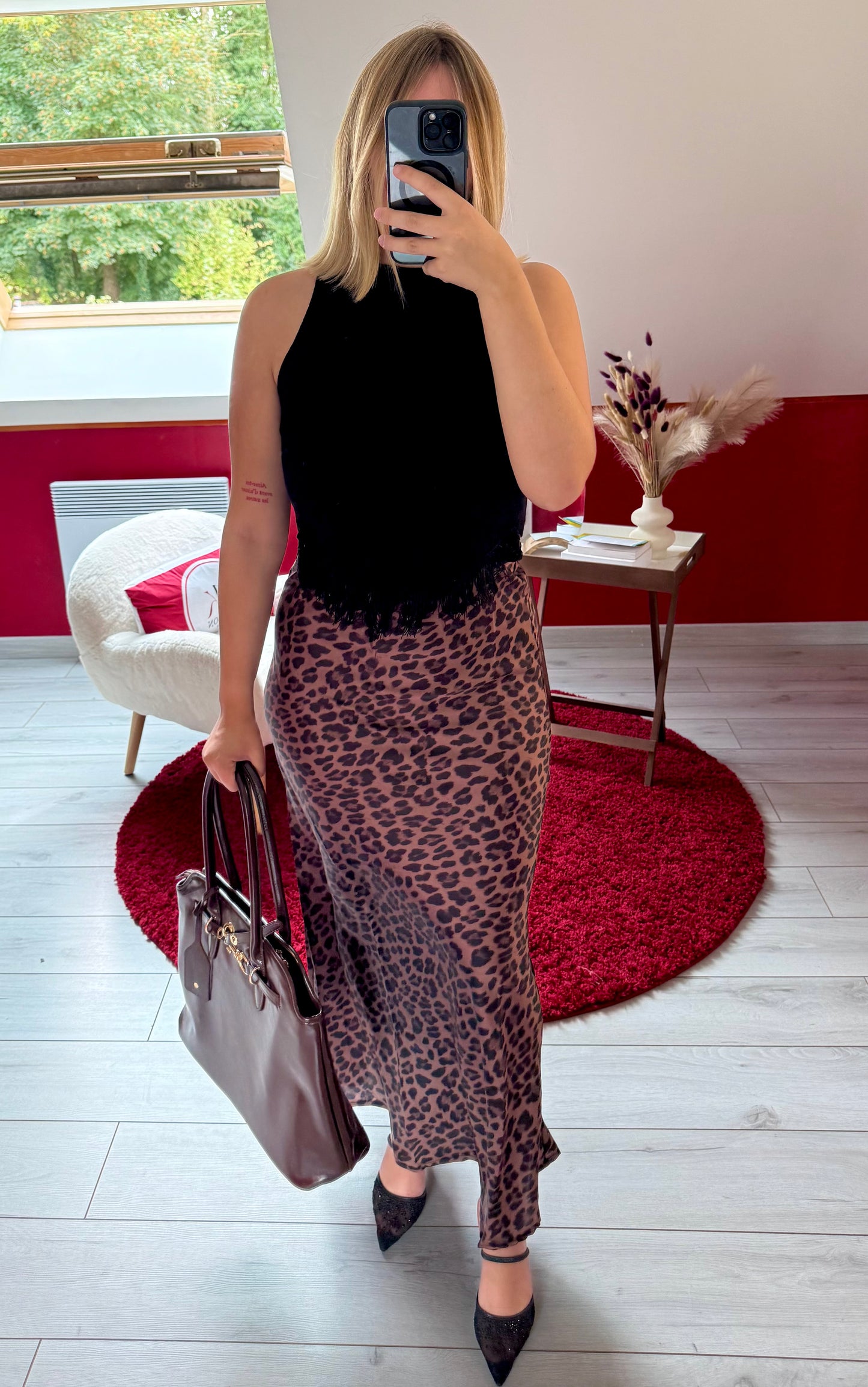 JUPE SATIN LÉOPARD - MaisonKLLY
