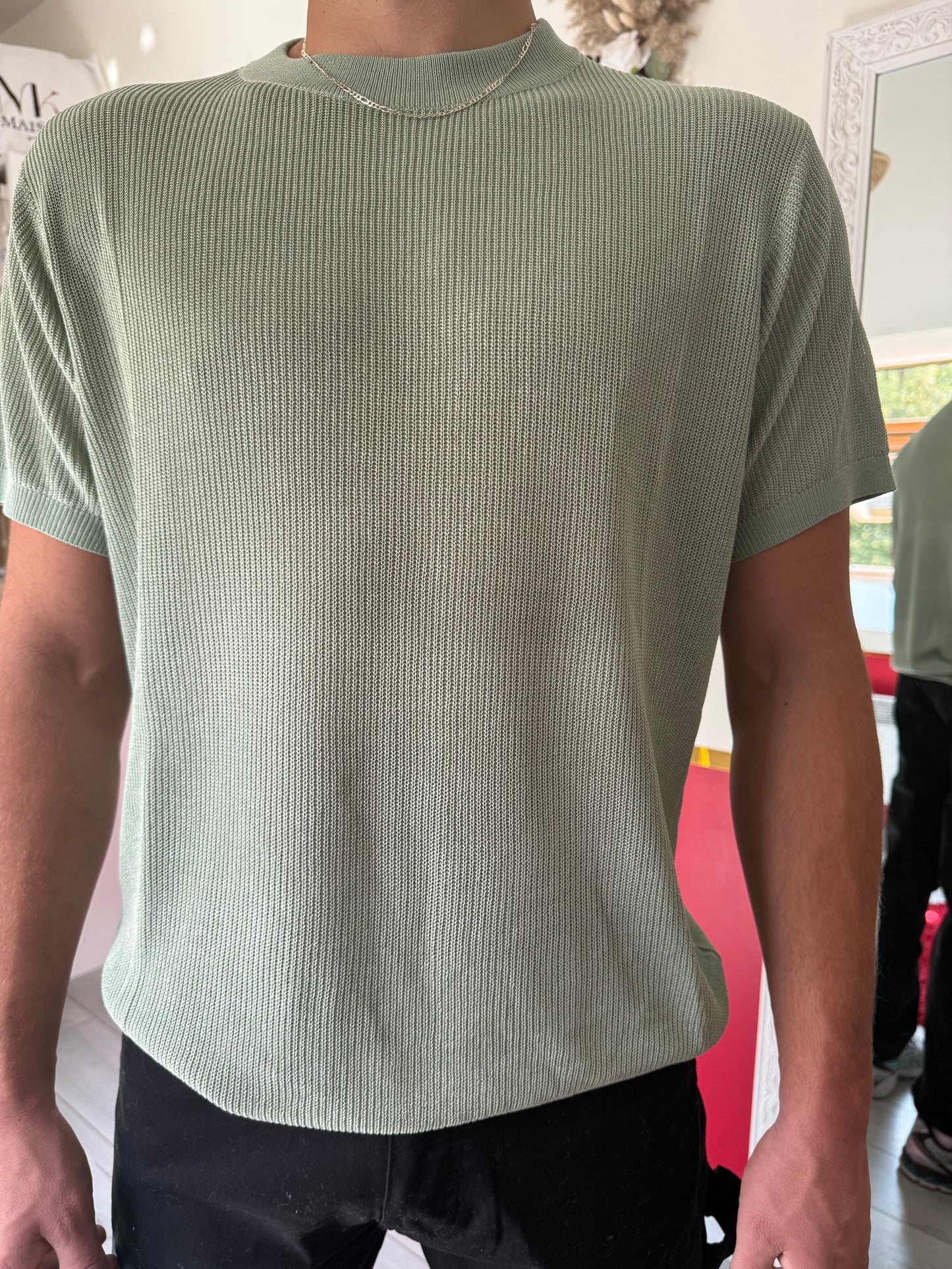 TEE-SHIRT EN MAILLE VERT D’EAU - MaisonKLLY