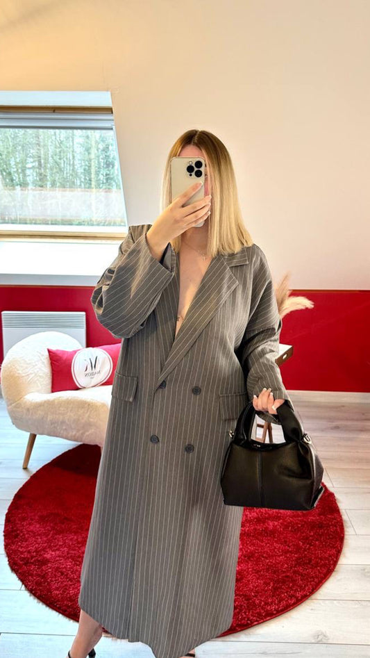 VESTE BLAZER OVERSIZE GRISES - MaisonKLLY