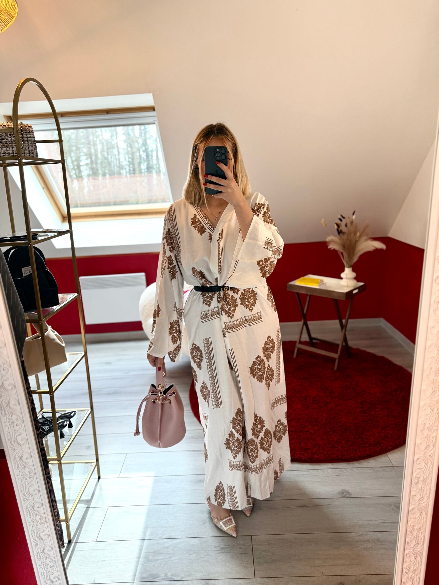 ROBE AVEC MOTIF MARRON EFFET LIN - MaisonKLLY