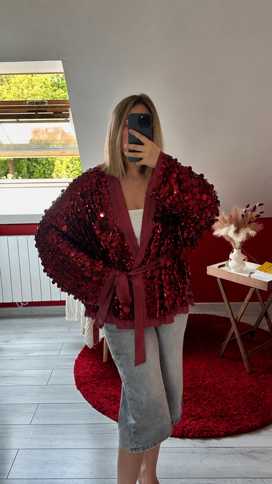 KIMONO SEQUIN PORTEFEUILLE BORDEAUX - MaisonKLLY