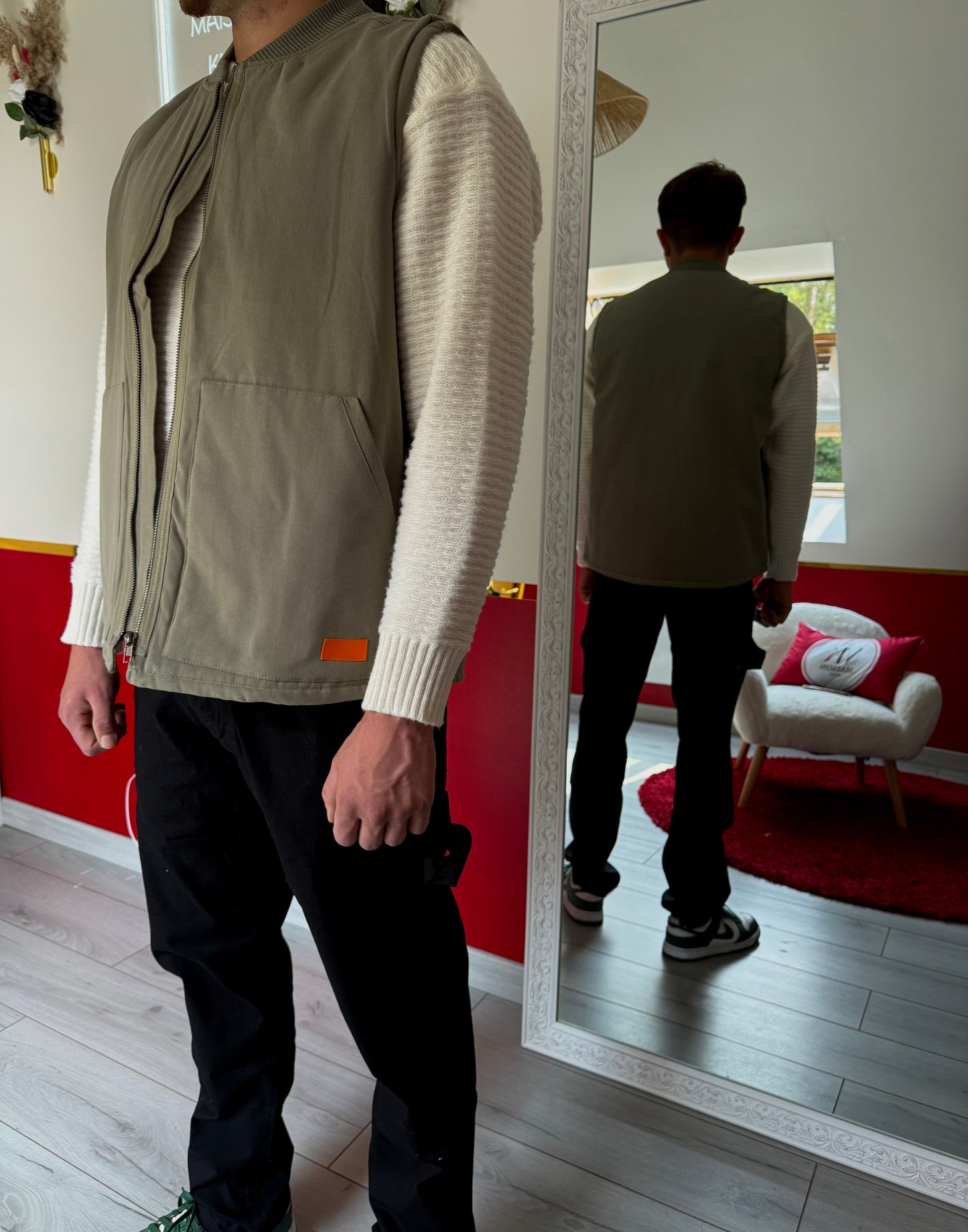 VESTE SANS MANCHE KAKI - MaisonKLLY