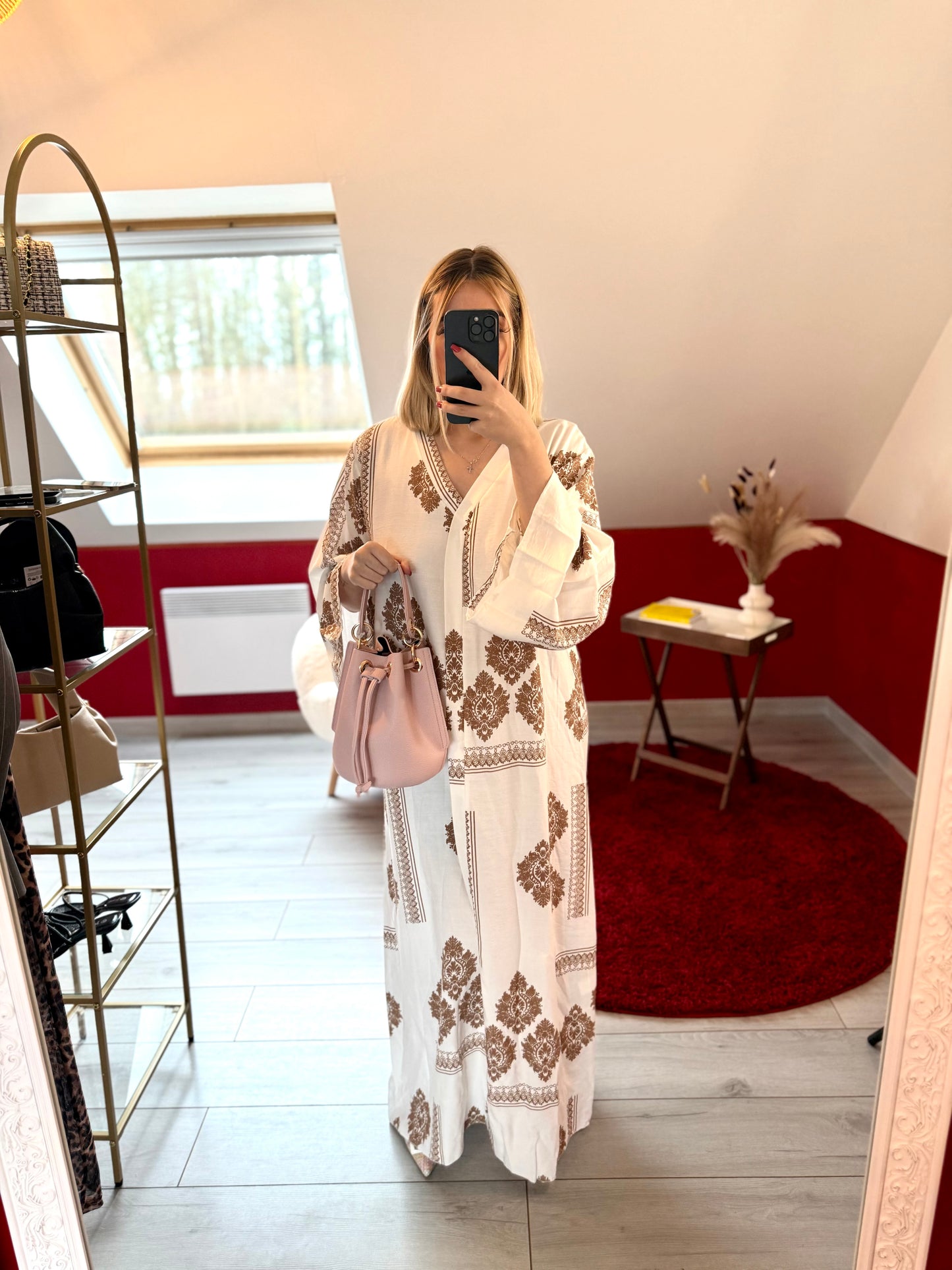 ROBE AVEC MOTIF MARRON EFFET LIN - MaisonKLLY