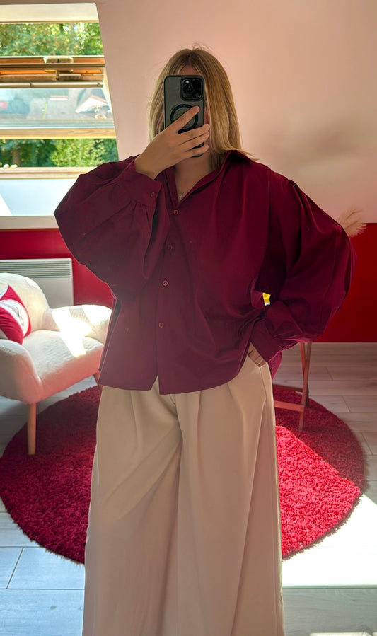 CHEMISE MANCHE BOUFFANTE BORDEAUX - MaisonKLLY