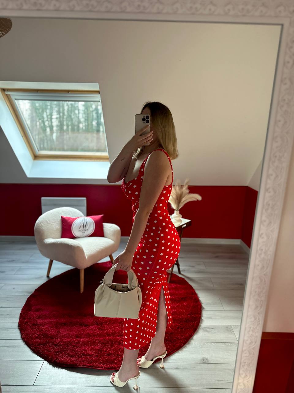 ROBE ROUGE À POIS BLANC - MaisonKLLY
