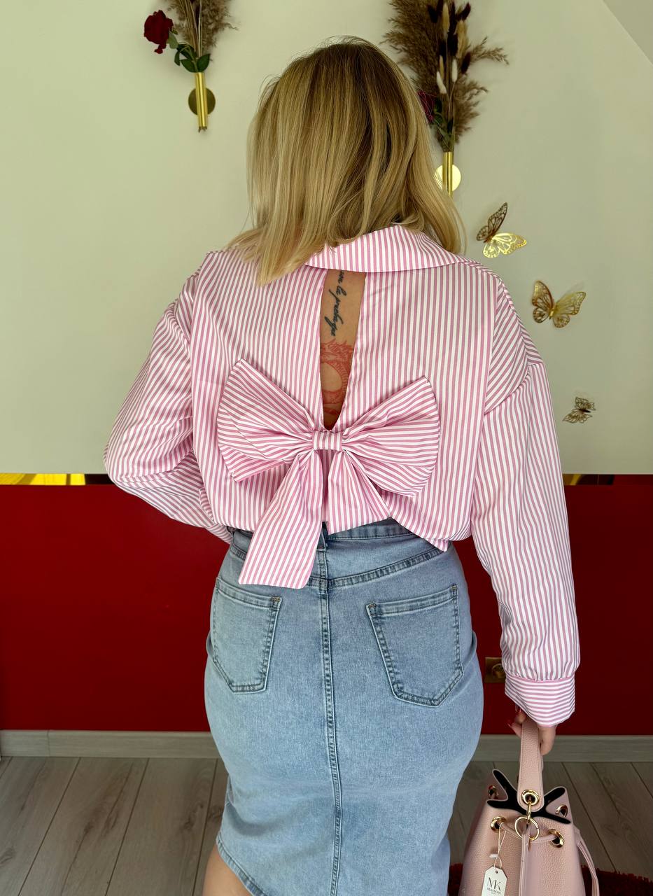 CHEMISE NOEUD ROSE - MaisonKLLY