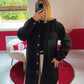 VESTE BOUTONNÉE LONGUE NOIR - MaisonKLLY