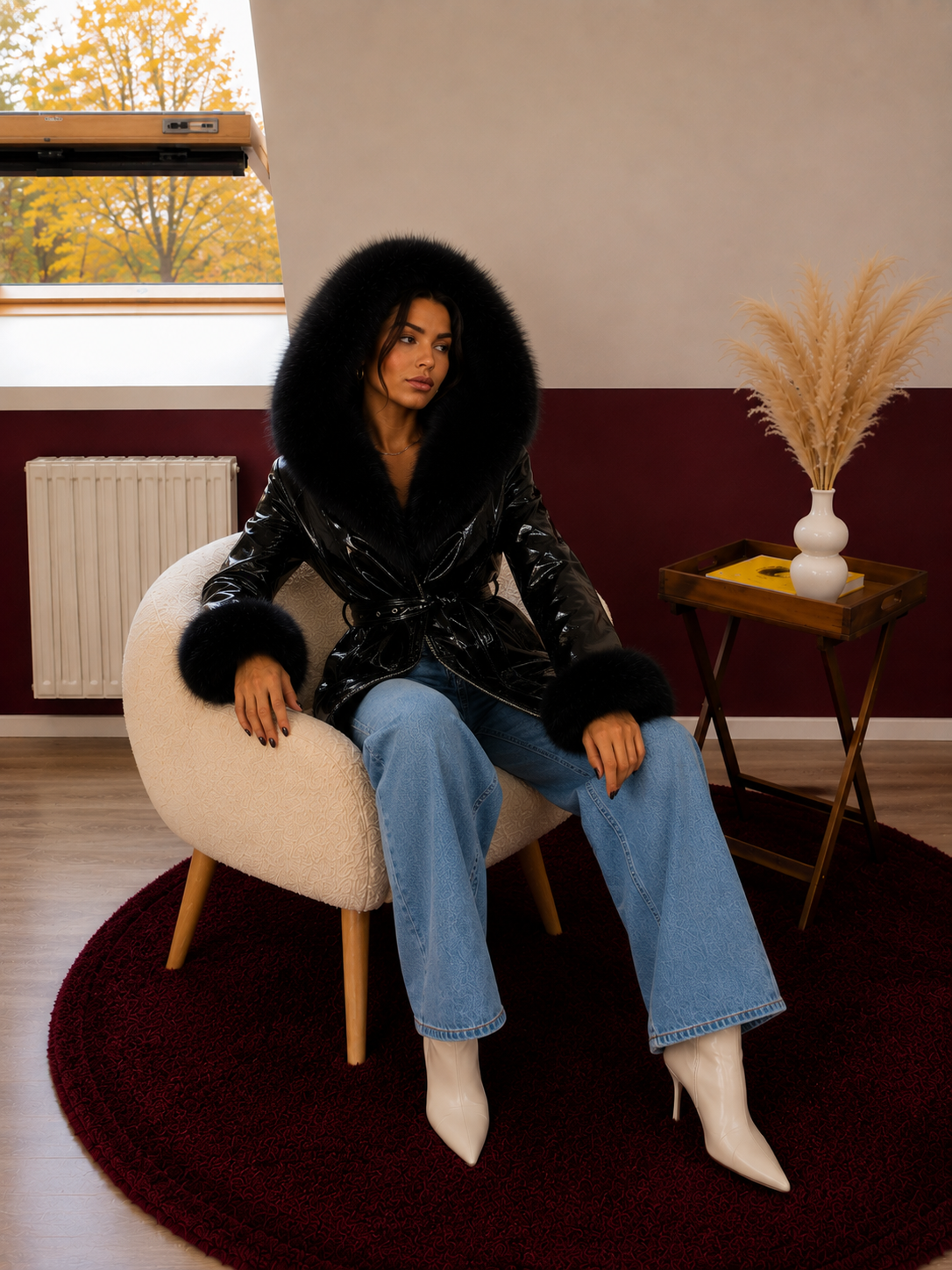 MANTEAU SIMILICUIR FOURRÉ - MaisonKLLY