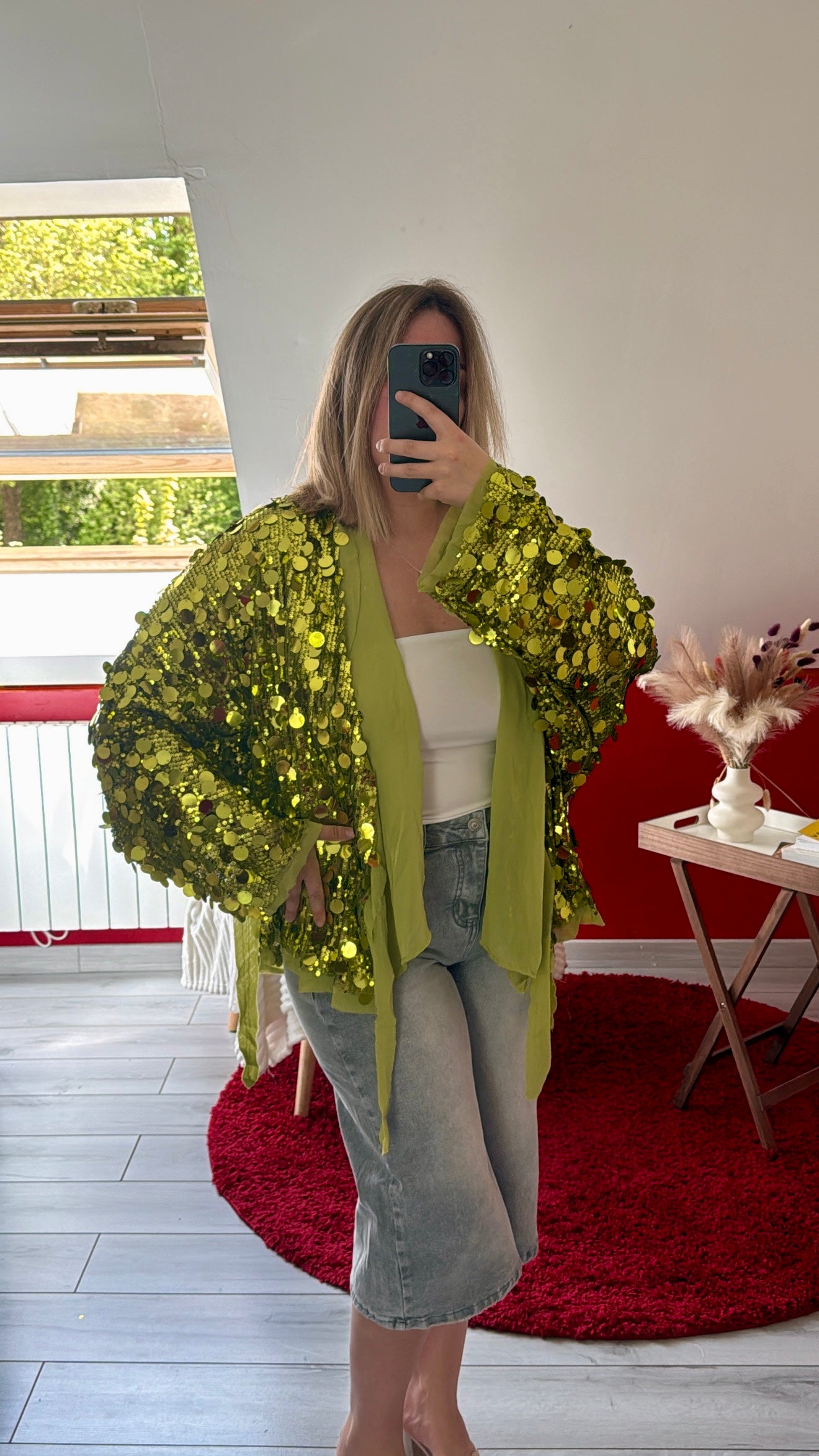 KIMONO SEQUIN PORTEFEUILLE VERT - MaisonKLLY