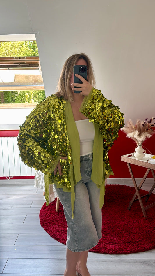 KIMONO SEQUIN PORTEFEUILLE VERT - MaisonKLLY