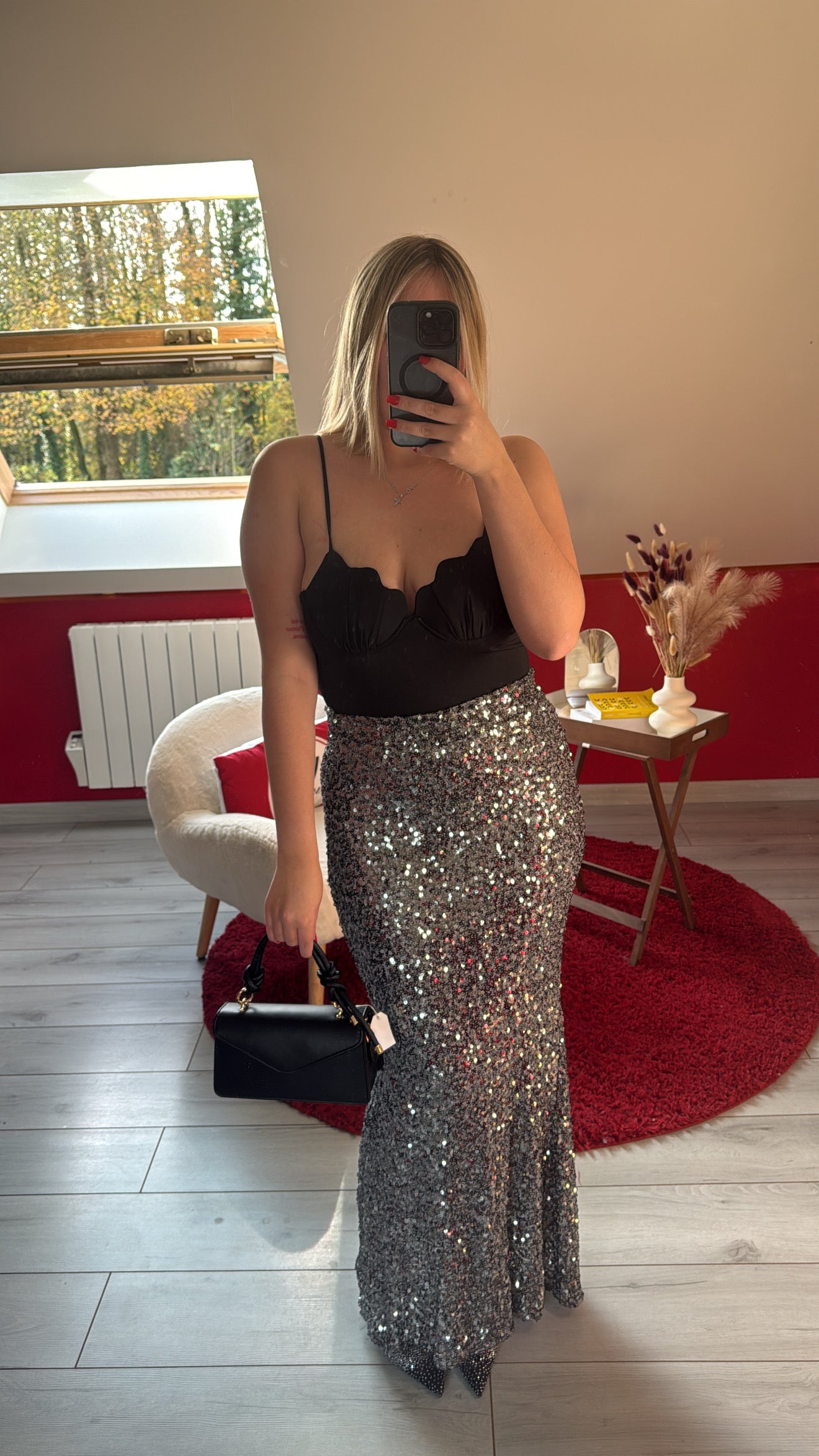 JUPE À SEQUIN GRIS - MaisonKLLY