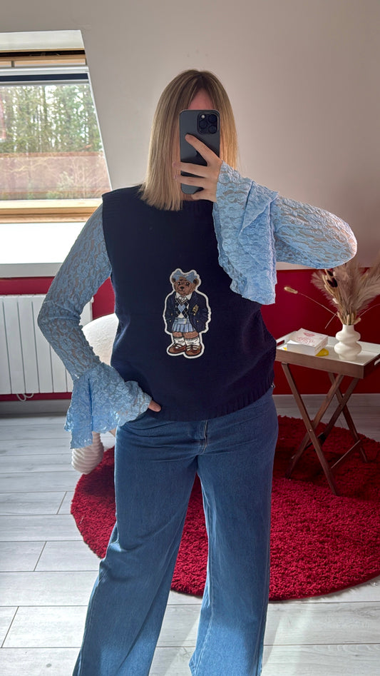 PULL SANS MANCHE OURS BLEU - MaisonKLLY