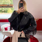 VESTE SIMILICUIR FRANGE NOIR - MaisonKLLY