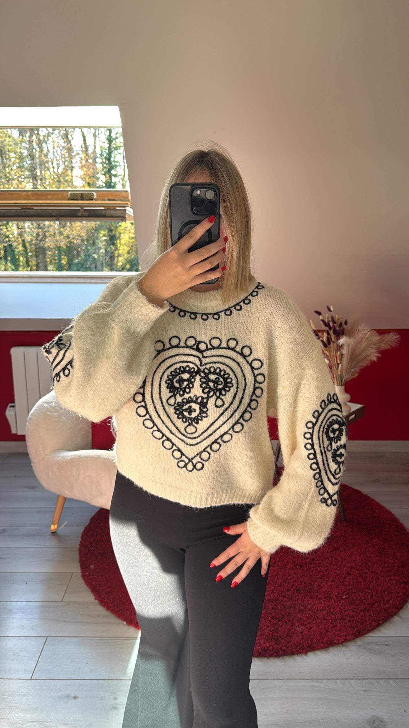 PULL BRODÉ LAINE ÉCRU - MaisonKLLY