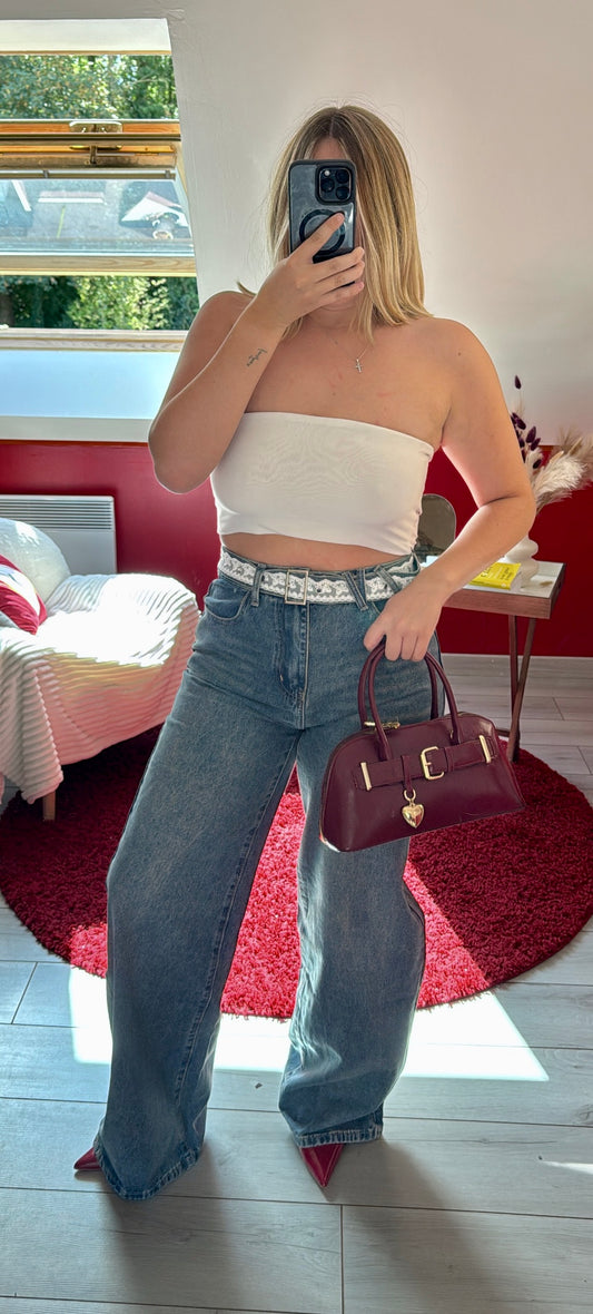 JEANS CEINTURE DENTELLE - MaisonKLLY