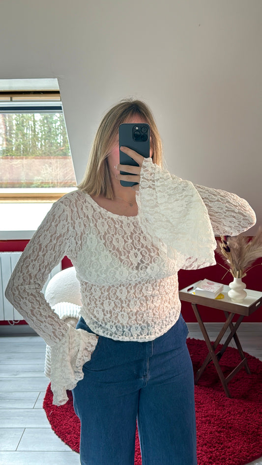 HAUT DENTELLE BLANC - MaisonKLLY