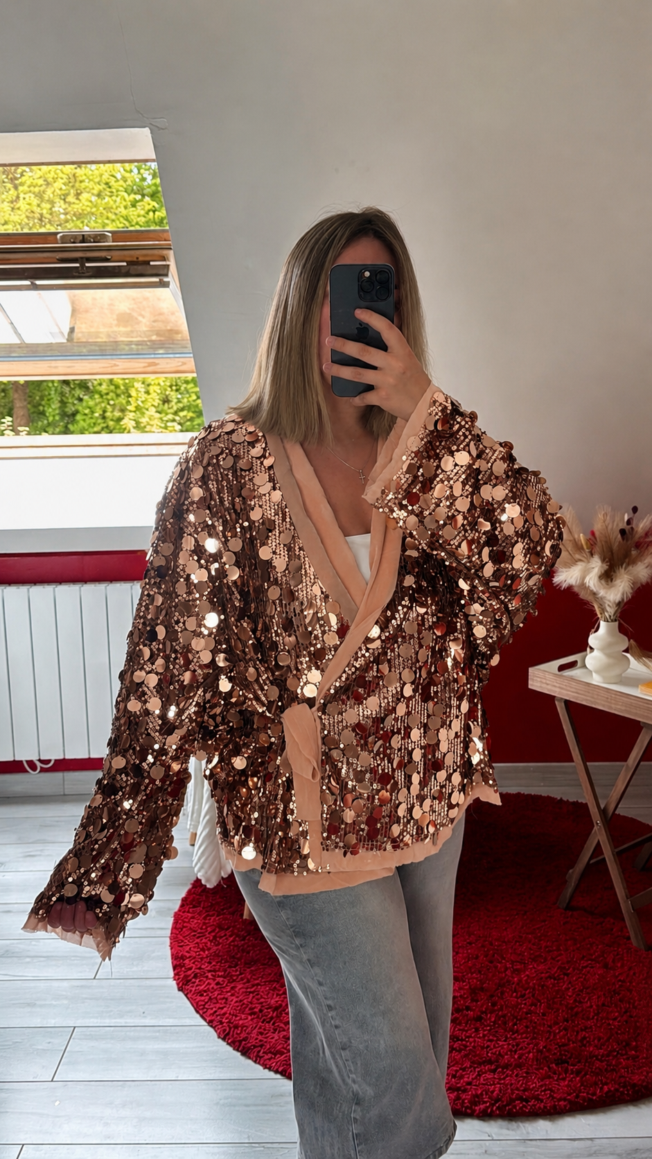 KIMONO SEQUIN PORTEFEUILLE CHAMPAGNE - MaisonKLLY