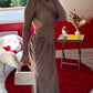 ROBE DOS NU SATIN TAUPE