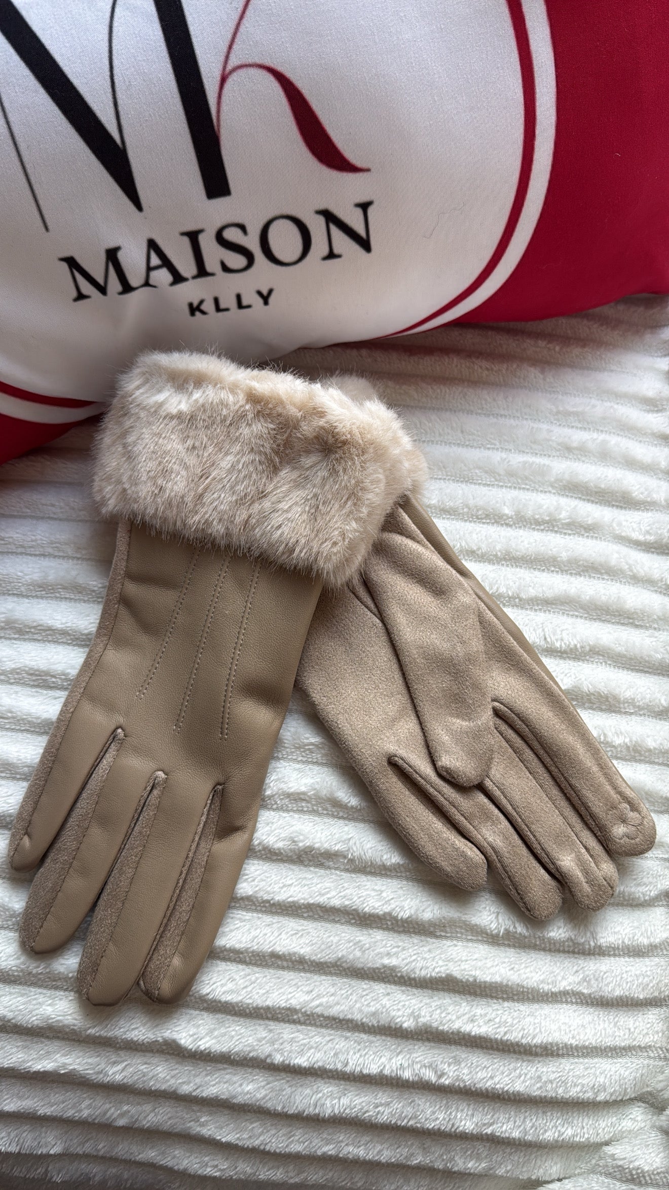 GANTS TACTILE FOURRURE BEIGE - MaisonKLLY