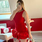 ROBE COMBI-SHORT ROUGE - MaisonKLLY