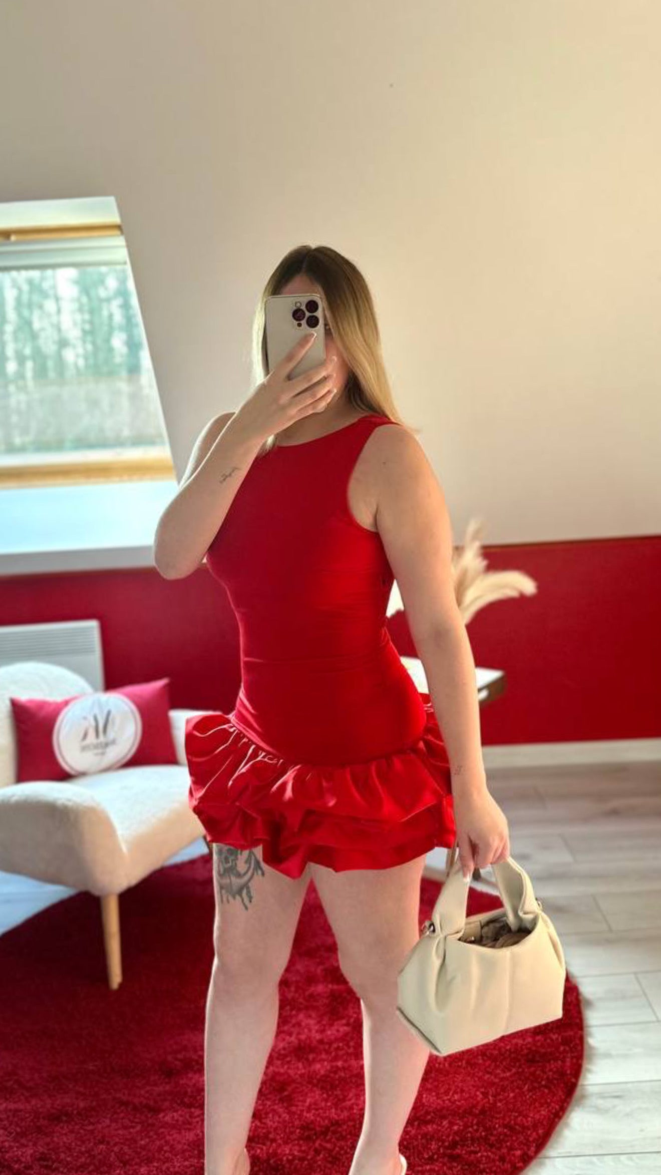 ROBE COMBI-SHORT ROUGE - MaisonKLLY